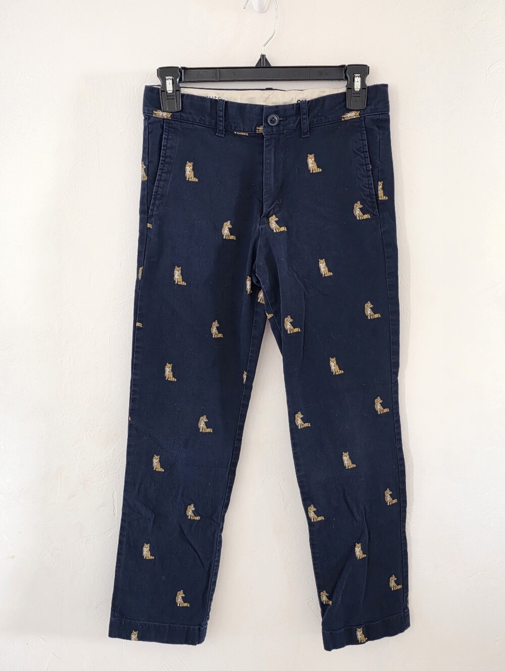 J.Crew Re-imagined Crewcuts Boys Stretch Critter Chino Pants Size 12 Slim Navy